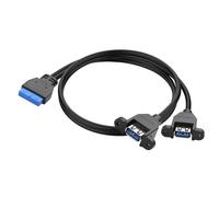 YACSEJAO Cavo USB 3.0 Frontpanel Y 30 cm, scheda madre 19/20 pin a doppia USB 3.0 A femmina adattatore per PC alloggiamento, con inserti blu e fissaggio a vite