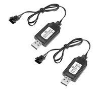 YACSEJAO Confezione da 2 cavi di ricarica USB da 7,4 V con connettore SM-4P per batteria LiPo modello RC Buggy auto camion barca