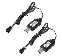 YACSEJAO Confezione da 2 cavi di ricarica USB per batteria LiPo da 7,4 V con connettore SM-3P per modelli RC Buggy auto camion barca