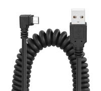 YACSEJAO en espiral Micro USB Cable, USB 2.0 a Micro USB 90 grados de sincronización de carga y transferencia de datos de primavera cable en espiral para Smartphone Tablet (doble derecha)