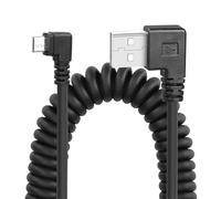 YACSEJAO en espiral Micro USB Cable, USB 2.0 a Micro USB 90 grados de sincronización de carga y transferencia de datos de primavera cable en espiral para Smartphone Tablet (recto a la izquierda)