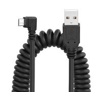 YACSEJAO en espiral Micro USB Cable, USB 2.0 a Micro USB 90 grados de sincronización de carga y transferencia de datos de primavera cable en espiral para Smartphone Tablet (doble izquierda)