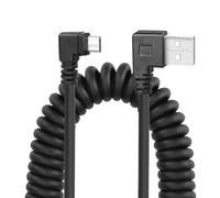 YACSEJAO en espiral Micro USB Cable, USB 2.0 a Micro USB 90 grados de sincronización de carga y transferencia de datos de primavera cable en espiral para Smartphone Tablet (recto a la derecha)