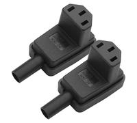 YACSEJAO IEC C14/C13 Adattatore di alimentazione a 90 gradi 2 pezzi 250V/10A C14/C13 maschio e femmina AC (angolo verso il basso, femmina)