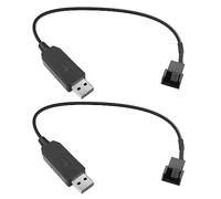 YACSEJAO PWM 12 V USB Ventilatore Step-Up Cavo di collegamento 2 Pack Full Speed 12 V Step-Up USB a 3 Pin/4 Pin PC Ventola Sleeved Power Adapter Cavo