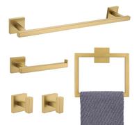 YACVCL Set di accessori da bagno in oro spazzolato, 5 pezzi, 60 cm, portasciugamani per bagno, portasciugamani in acciaio inox SUS304, montaggio a parete