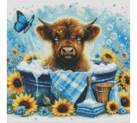 yade-show Kit per ricamo a punto croce facile, 11 ct, 40x50 cm, asino e girasoli stampati, decorazione murale fai da te