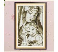 yade-show Punto Croce 11 Ct Kit Punto Croce Modello Vergine Maria, 40X50CM Kit da Ricamo Fai da Te Filo DMC Artigianale Cucito Cucito Lavoro Manuale Principiante Avanzato