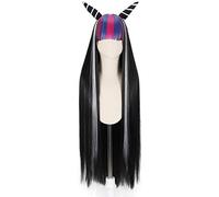 Yadi Parrucca Danganronpa V3 Anime Cosplay per Mioda Ibuki, lunga 100 cm, parrucca diritta, colore misto con cappuccio gratuito