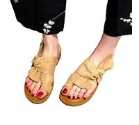Yadlan Sandali da Donna per La Correzione Dell'alluce Valgo, Scarpe Ortopediche per Osso Dell'alluce Eleganti Comodi Aperti alla Moda Estivi Piatta Ciabatte da Spiaggia(Size:38,Color:Cachi)