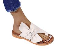 Yadlan Sandali Donna Alluce Valgo Correttore Ciabatte Comode Suola Piatta Signore Casual Morbido Big Toe Ortopedico Punta a Clip Scarpe da Passeggio(Size:41,Color:Bianco)