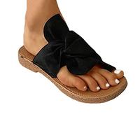 Yadlan Sandali Donna Alluce Valgo Correttore Ciabatte Comode Suola Piatta Signore Casual Morbido Big Toe Ortopedico Punta a Clip Scarpe da Passeggio(Size:41,Color:Nero)