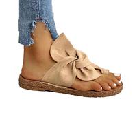 Yadlan Sandali Donna Alluce Valgo Correttore Ciabatte Comode Suola Piatta Signore Casual Morbido Big Toe Ortopedico Punta a Clip Scarpe da Passeggio(Size:40,Color:Cachi)