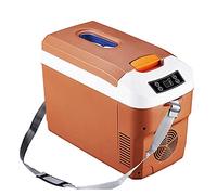 YADLCR 12 Litri Frigorifero per Auto Portatile, Mini Frigo Portatile Termoelettrico 12 V / 24 V / 220 V Camion Frigorifero Congelatore per Bevande Cibo (Color : Brown)