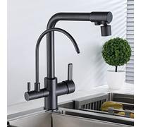 YADLCR Rubinetti da Cucina a 4 Vie con Rubinetto filtrante per Acqua Potabile, Rubinetto dell'Acqua con Filtro Miscelatore da Cucina 4 in 1 in Ottone Massiccio, Girevole a 360 Gradi (Color : Nero)