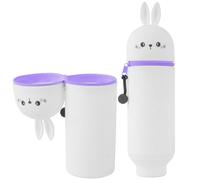 YADOBIG 2 in 1 Astuccio in Silicone, Telescopico Astuccio in Piedi in Silicone, con Cerniera, Adatto per la Scuola, L'ufficio, Regalo per Ragazzi e Ragazze (Coniglio)