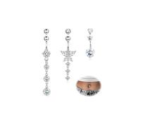 YADOCA 14G Piercing Ombelico Acciaio Chirurgico Argento Piercing Ombelico Pendente CZ Cuore a Farfalla Navel Piercings per Le Donne (con 3 Palline di Ricambio)