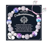 YADOCA Bracciale per Prima Comunione per Ragazze Braccialetti Personalizzati con Perline a Forma di Cuore Croce Regalo per Prima Comunione per Ragazze Regalo di Battesimo