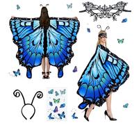 YAEGIMHT Costume da farfalla da donna, ali di farfalla per adulti, blu brillante