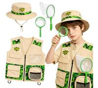 YAEGIMHT Kit esploratore per bambini con gilet Explorer, cappello safari, rete cattura insetti e lente d'ingrandimento, set avventura all'aperto per bambini, esplorazione della natura e osservazione