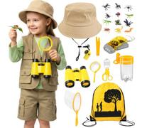 YAEGIMHT Set di 12 pezzi per costume da esploratore per bambini, kit di accessori (giallo)