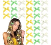 YAEISM 30 piccoli fiocchi per capelli in 3 colori, mini fermagli per capelli in raso, piccoli fiocchi verdi, accessori per capelli Y2K, per ragazze e donne