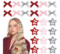 YAEISM Fermagli per capelli con fiocco in raso argento a forma di stella, antiscivolo, piccoli fiocchi per capelli, accessori per capelli da donna