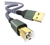 Yaekea Cavo USB A a USB 2.0 B per stampante HP Epson Canon Brother Dell Lexmark Xerox Samsung Oki USB Midi Cable per scanner/tastiera MIDI/pianoforte digitale/DAC grigio intrecciato cavo USB - 0,9 m