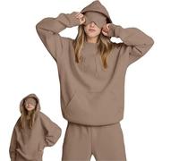 Yaepoip Comfort Airplane Mode Travel Hoodie with Eye Mask Built in, Wearable Blanket Hoodie with Hidden Pockets Unisex (Khaki,L)