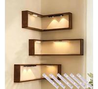 Yaepoip Smart Corner Shelves That Light up Your Space, Smart Corner Shelf with Light, Illuminated Cornershelf with Remote, Cornerfloating Storage Shelves for Home (3PCS)