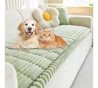 Yaepoip Sofa Cover for Dogs, Plush Pet Couch Cover, Non-slip Washable Ultra-Soft Quilted Sofa Protector for Dogs and Cats (Green,23.6×47.2 in)