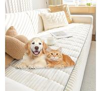 Yaepoip Sofa Cover for Dogs, Plush Pet Couch Cover, Non-slip Washable Ultra-Soft Quilted Sofa Protector for Dogs and Cats (White,31.5×70.9 in)