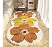 Yaepoip Soft Irregular Flower Pattern Rug, Non Slip Washable Flower Shaped Rug, Fluffy Irregular ShapedRug for Bedroom Dorm Bathroom Kitchen (A:Orange,40 * 60cm/15.75 * 23.62in)