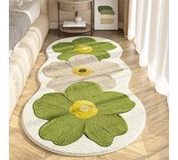 Yaepoip Soft Irregular Flower Pattern Rug, Non Slip Washable Flower Shaped Rug, Fluffy Irregular ShapedRug for Bedroom Dorm Bathroom Kitchen (A:Green,50 * 80cm/19.69 * 31.50in)