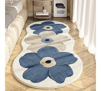 Yaepoip Soft Irregular Flower Pattern Rug, Non Slip Washable Flower Shaped Rug, Fluffy Irregular ShapedRug for Bedroom Dorm Bathroom Kitchen (A:Blue,50 * 80cm/19.69 * 31.50in)