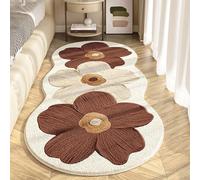 Yaepoip Soft Irregular Flower Pattern Rug, Non Slip Washable Flower Shaped Rug, Fluffy Irregular ShapedRug for Bedroom Dorm Bathroom Kitchen (A:Brown,50 * 120cm/19.69 * 47.24in)