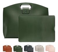 Yaepoip The 2-Piece Set, Sophisticated Business Waterproof Leather Laptop & Tote Set For 14-16 Inch (green)