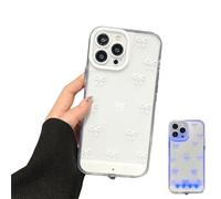 Yaepoip Vibrant LED Bowknot Phone Case for IPhone 17 16 15 14 13 Pro Max, Vibrant Led Bows Phone Case, Soft TPU Protective Cover (15 Pro,White)