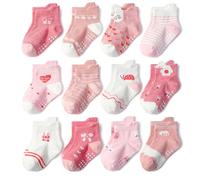 Yafane 12 Paia Calze Bambino Antiscivolo in Cotone da 0 a 7 Anni - Calzini per Neonato Unisex, Bambina, Bambino e Ragazzi (IT, Età 3-5 Anni, Multicolor 12)