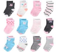 Yafane 12 paia Calze Bambino Antiscivolo in Cotone Respirante Multisize da 0 a 7 Anni Antiscivolo Calze per Neonato Unisex Calzini per Bambina e Bambino e Ragazzi Ideale Regalo (3-5 anni)