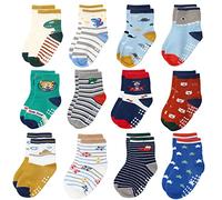 Yafane 12 paia Calze Bambino in Cotone Respirante Multisize da 0 a 7 Anni Antiscivolo Calze per Neonato Unisex Calzini per Bambina e Bambino e Ragazzi Ideale Regalo (Multicolor 01, 3-5 anni)
