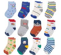 Yafane 12 paia Calze Bambino in Cotone Respirante Multisize da 0 a 7 Anni Antiscivolo Calze per Neonato Unisex Calzini per Bambina e Bambino e Ragazzi Ideale Regalo (Multicolor 02, 5-7 anni)