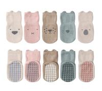 Yafane 5 Paia Calzini Antiscivolo Bambino in Cotone Calze Bambini Bimbi Neonato Calzini per Bambini e Bambine Animali (IT, Età, 1 anno, 3 anni, Blu/Bruno/Rosa/Beige)