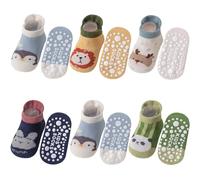 Yafane 6 Paia Calzini Antiscivolo Bambina in Cotone Calze Bambino Bimbi Neonato Calzini per Bambini e Bambine (IT, Età, 0 mesi, 12 mesi, Verde/Blu/Giallo)