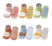 Yafane 6 Paia Calzini Antiscivolo Bambina in Cotone Calze Bambino Bimbi Neonato Calzini per Bambini e Bambine (IT, Età, 3 anni, 5 anni, Giallo/Arancione/Blu/Verde/Rosa)