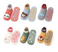 Yafane 6 Paia Calzini Antiscivolo in Cotone Calze Bambini Bimbi Neonato Calzini per Bambini e Bambine (IT, Età, 3 anni, 5 anni, Multicolore B)