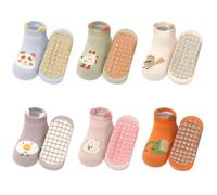 Yafane 6 Paia Calzini Antiscivolo in Cotone Calze Bambini Bimbi Neonato Calzini per Bambini e Bambine (IT, Età, 3 anni, 5 anni, Multicolore D)