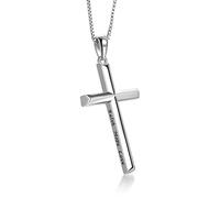 YAFEINI Catena a Croce Collana con Ciondolo a Croce Religiosa in Argento Sterling 925 con Incisione Fede, speranza, amore per donne, Ragazze Uomini (Collana con croce incisa)