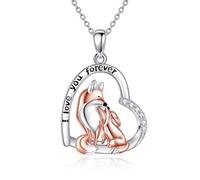 YAFEINI Collana con ciondolo in argento Sterling 925, con ciondolo a forma di maiale/gufo, volpe, gatto, regalo per donne, ragazze, mamma, figlia, Argento sterling, Zirconia cubica