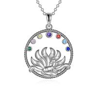 YAFEINI Collana di Volpe a Nove Code, Collana in Argento Sterling 925 con Ciondolo di Chakra, Regalo di Gioielli per Donna Ragazza (chakra)